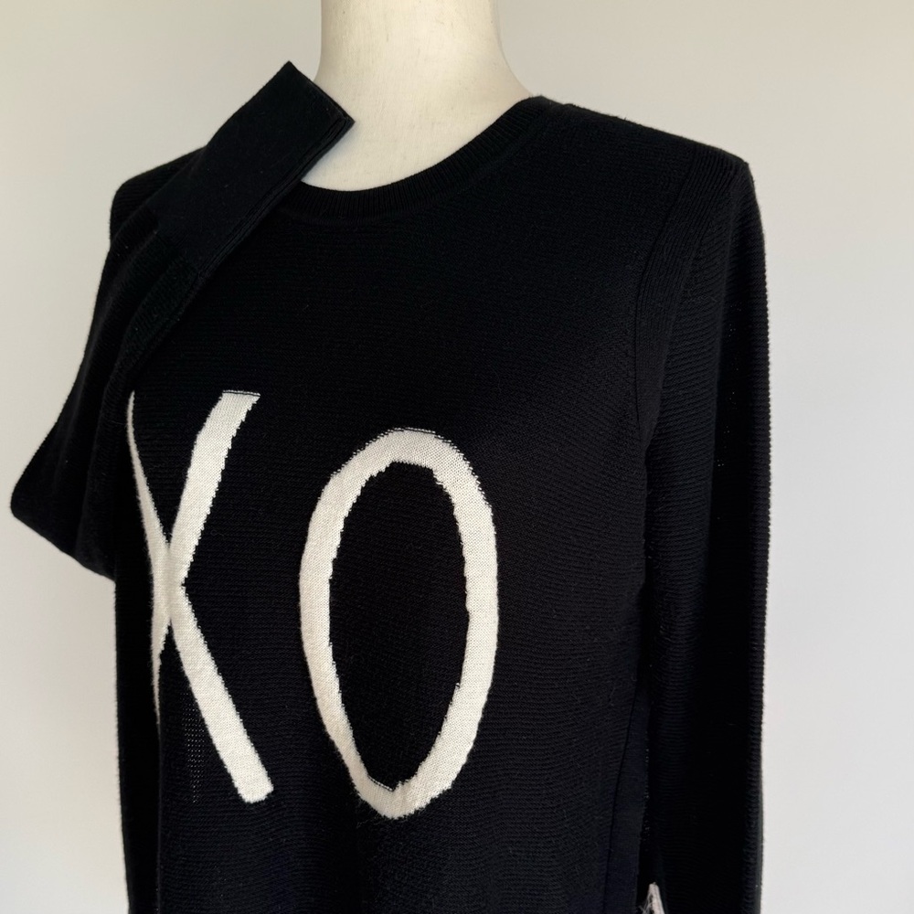 Banana Republic Cotton Cashmere Sweater XO Spell-out High Side Slits Size Small - Picture 5 of 13